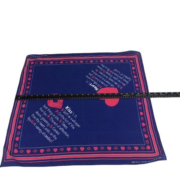 vintage bandana Kiss And Hearts Navy Blue And Pink RN‎ 13960 main image 8